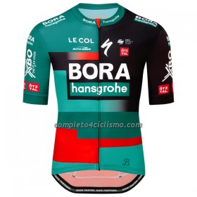 Completo Maglia + Pantaloncino con bretelle 2023 BORA-Hansgrohe Manica Corta Verde Nero